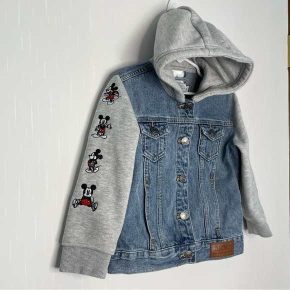 Disney Kids Mickey Mouse Denim Hooded Jacket Embroidered True Original Size 4 - Picture 3 of 16